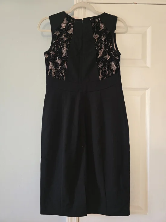 Ivanka Trump Black Lace Midi Dress with Nude Lining - Picture 2 of 3